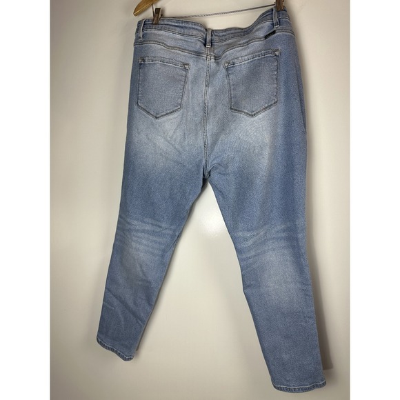 KanCan High Rise Mom Jeans Distressed Button Fly Blue Denim Plus Size 3XL - Picture 5 of 8